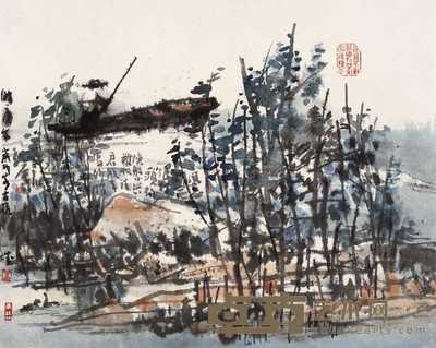 曾宓 渔舟唱晚 镜心 51×41cm